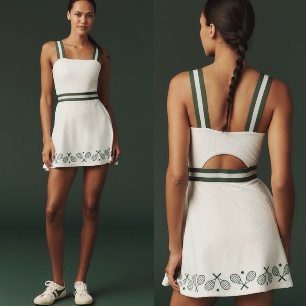 Beach Riot Miriam - White and Green Tennis Dress